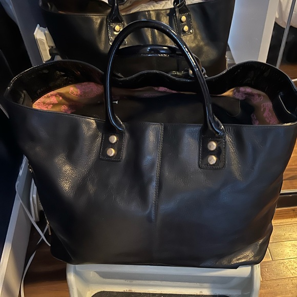 JUICY COUTURE CARRY ALL TOTE SHOPPER HANDBAG BLACK LEATHER - Picture 3 of 9